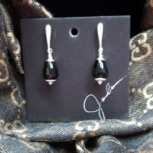 Faceted black onyx with sterling silver earrings